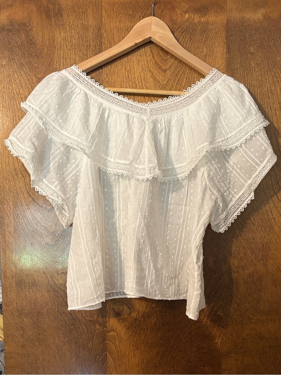 Doen Tops - Doen Cosenza White Eyelet Ruffle Blouse